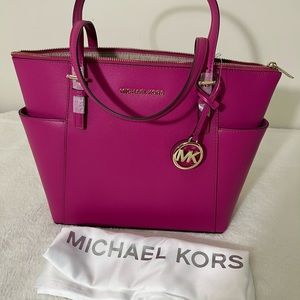 Michael Kors NEW Charlotte Large TZ handbag purse wild berry pink fuchsia